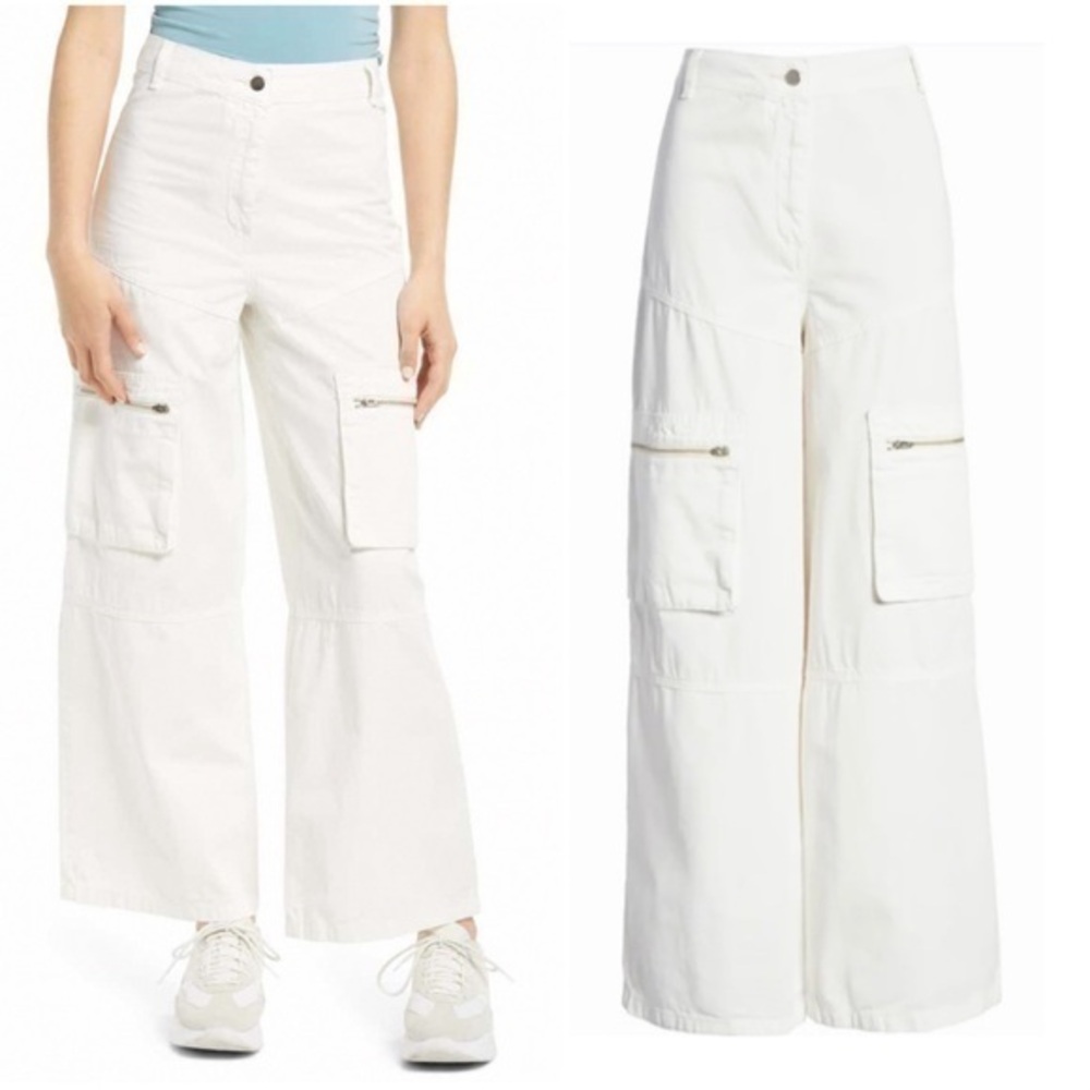 TOPSHOP Cargo Wide Leg Cropped Pants NWT US Size 10